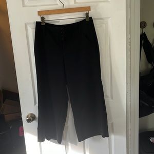 Black, Wide-Leg, High-waisted, Capris